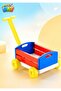 Kids Push & Pull Wagon Toy Cart with Handle and Open Storage Bin, 34CM, Red Blue Yellow