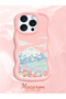 iPhone 14 Pro Compatible Case Camera Protector Pink Silicone Couple Phone Case Landscape Pattern - 2