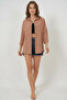 Women's Oversize Cut Basic Cotton Camel Shirt - 4