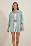 Women's Oversize Basic Cotton Water Green Shirt - 4