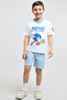 Sonic Print T-Shirt with Crew Neck and Short Sleeves