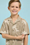 Embroidered Shirt with Revere Collar and Short Sleeves - 5