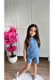 Girl's Sparkling Stone Bow Detailed 2-Piece Denim Set - 6