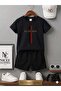 Summer Children's T-Shirt Shorts Unisex (Vertical Stripe Clothes Print)
