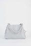 Women's Gray Faux Leather Knitted Strap Lined Zipper Closure Handbag and Shoulder Bag - 2
