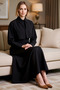 Women's Maxi Length Shirt Collar Long Sleeve Unlined Skater Cut Terrycotton Woven Dress Casual Comfortable - 3