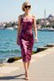 Women's Thin Straps Square Neck Floral Pattern Bodycon Midi Stretchy Knitted Dress Daily Casual Modern Stylish - 2