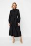 Women's Maxi Dress High Neck Half Placket Belted A-Line Cut Long Sleeve Woven Casual Daily Modern - 4