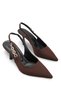 Women's Pointed Toe Open Back Thin Heeled Shoes 0012123 Matte Brown