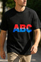 Casual Style T Shirts For Men ABC Gradient Text Design Personalized Shirts - 2