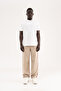 Men's Linen Striped Lace-Up Trousers Beige - 6