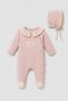 Pastoral Powder Baby Girl Cotton Jumpsuit with Snap Closure Hat - 2
