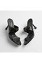 (White) Buckle Detailed Thin Strap Pointed Toe Goblet Heeled Women's Slippers Black - 3