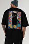 98 Cats for Cat Lovers Printed Black Oversize T-Shirt 100% Cotton Unisex Cat Lover Premium Design - 6