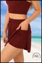 Women's Burgundy / Burgundy Shorts Form Bikini Bottom with Pockets, Elastic Laces, and Side Slits - 2