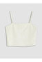 White Square Collar Rope Strap Women's Crop Top - 7