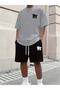 Men's Oversize Ny New York Logo Printed T-Shirt Shorts Set 100% Cotton Streetwear