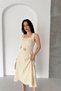 Women's Beige Floral Embroidered Belt Detailed Square Neck Midi Length Summer Dress ----   Nbk086 - 4