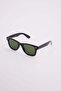 Unisex Uv400 Protected Matte Black Design Green Glass Sunglasses - 5
