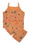 Girl's Orange Cat Printed Cotton Shorts Set - 3
