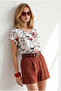 Women's Ecru Red V-Neck Woven Viscose Blouse Blz-19003048 - 3