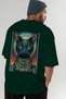 For the Love of Cats 66 Cats Printed Green Oversize T-Shirt 100% Cotton Unisex Cat Lover Premium Design - 7