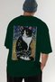 For the Love of Cats 94 Cat Printed Green Oversize T-Shirt 100% Cotton Unisex Cat Lover Premium Design - 6
