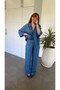 Comfortable Tencel Texture Shirt and Pants Set Blue - 2