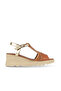 Tan Multi Dark Leather Women's Wedge Heeled Sandals