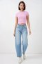Women's High Waist Denim Light Blue Trousers - 4
