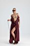 Saliva Long Plum Dress with Front Flounce and Laces - 5