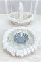 White Bridal Henna Night Tray and Basket, with Flowers and Complete Sequins, Beads, and Pearls, Wedding Circumcision