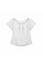 Women's White Polka Dot Flutter Sleeve Blouse