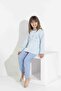 Girl's Interlock Pajama Set Long Sleeve Relaxed Fit 84071-Blue - 2