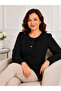Women's Middle Age and Above Polka Dot Patterned Elastic Sleeves Combed Cotton Mother Blouse 1603 - 3