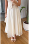 Cream Crinkled Elastic Waist Midi Skirt - De261022 - 2