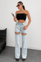 Women's Low-Cut Ice Blue Palazzo Jeans - 4