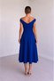 Women's Short Sleeve Double Breasted Collar Crepe Dress - Stylish Midi Length Dress with Flared Skirt for Special Occasions - 2