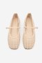 Women's Blunt Toe Hand Knitted Mary Jane Strappy Casual Ballerinas Liyen Beige - 8