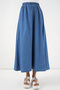 Women's Long Denim Skirt 1475 - Navy Blue - 4