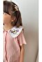 Pink Collar Embroidered Detail Terry Shorts Set