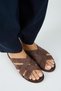 Romina Women's Genuine Leather Cross Knit Brown Slippers