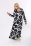 Women's Plus Size Black and White Square Detailed Viscose Combed Cotton Stylish Dress - 2