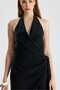 Luna Double-Breasted Tie-Back Black Dress - 3