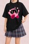 Women's Cute Character Printed Oversize Crew Neck Cotton Casual Combed Cotton T-Shirt