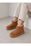 Women's Tan/Camel Suede Fur Inside Thick Sole Mini Ankle Length Daily Winter Boots