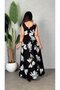 Women's strappy, crossover neck, wide cut, detailed slit, long supreme dress - 3