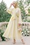 Wide Sleeve Yellow Dress with Scarf