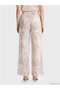 New Season Beige Patterned Women's Trousers with Elastic Waist - 7