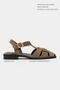 Ceres Rome Beige Genuine Leather Suede Buckle Detail Short Heeled Women's Sandals - 2